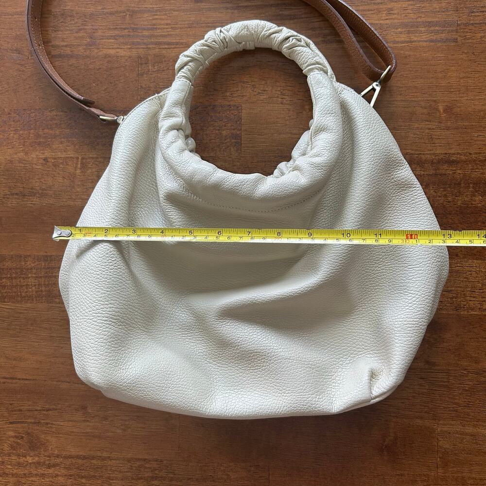 Sundance White Leather Handbag, Ruched Handle, made in Italy - Picture 9 of 11